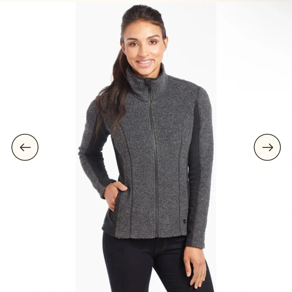 KUHL Kozet Full Zip Jacket Sweater Wool Blend Women’s‎ Size Medium Gray Black